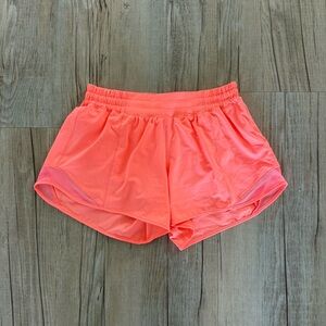 Lululemon Bright Coral Pink Athletic Hotty Hot Shorts